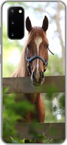 Geschikt voor Samsung Galaxy S20 hoesje - Paard - Natuur - Hek - Siliconen Telefoonhoesje