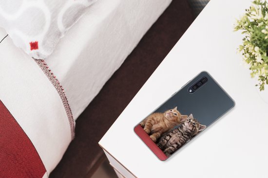 Coque Samsung Galaxy A30s - Chatons - Blauw - Rose - Filles - Enfants - Garçons - Enfant - Coque de téléphone en Siliconen