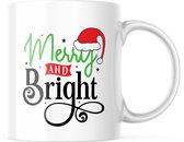 Kerst Mok met tekst: Merry and Bright | Kerst Decoratie | Kerst Versiering | Grappige Cadeaus | Koffiemok | Koffiebeker | Theemok | Theebeker