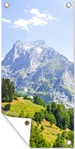 Tuinposter Panorama over de berg Junfrau bij Eiger in Zwitserland - 30x60 cm - Tuindoek - Buitenposter