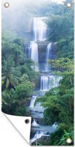 Tuinposter Watervallen in Indonesië - 40x80 cm - Wanddecoratie Buiten - Tuinposter - Tuindoek - Schuttingposter - Tuinschilderij