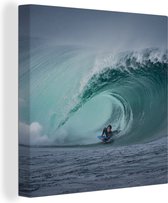Tableau sur toile Surfeur dans la grande vague - 20x20 cm - Décoration murale