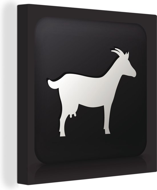 Canvas Schilderij Een illustratie van een geit op een zwarte achtergrond - 50x50 cm - Wanddecoratie