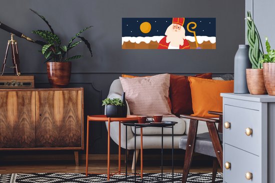 Muurstickers - Sticker Folie - Sinterklaas - Kinderen - Sint - Kind - Jongens - Meisjes - Kindje - 90x30 cm - Plakfolie - Muurstickers Kinderkamer - Zelfklevend Behang