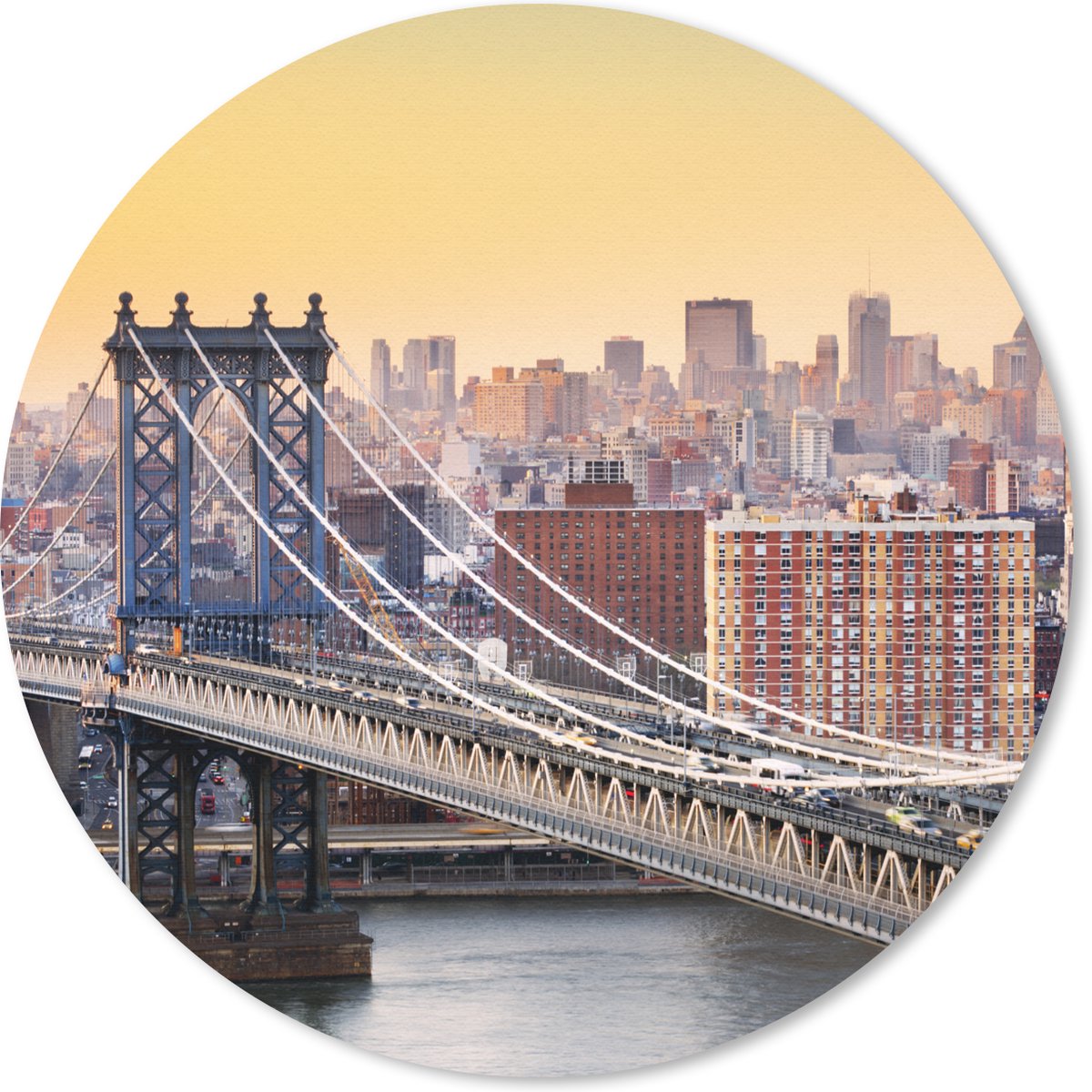 Muismat rond 30x30 cm - Mousepad Manhattan Bridge in New York - Ronde muismatten