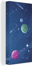 Canvas Schilderij Een illustratie van de met planeten gevulde ruimte - 40x80 cm - Wanddecoratie
