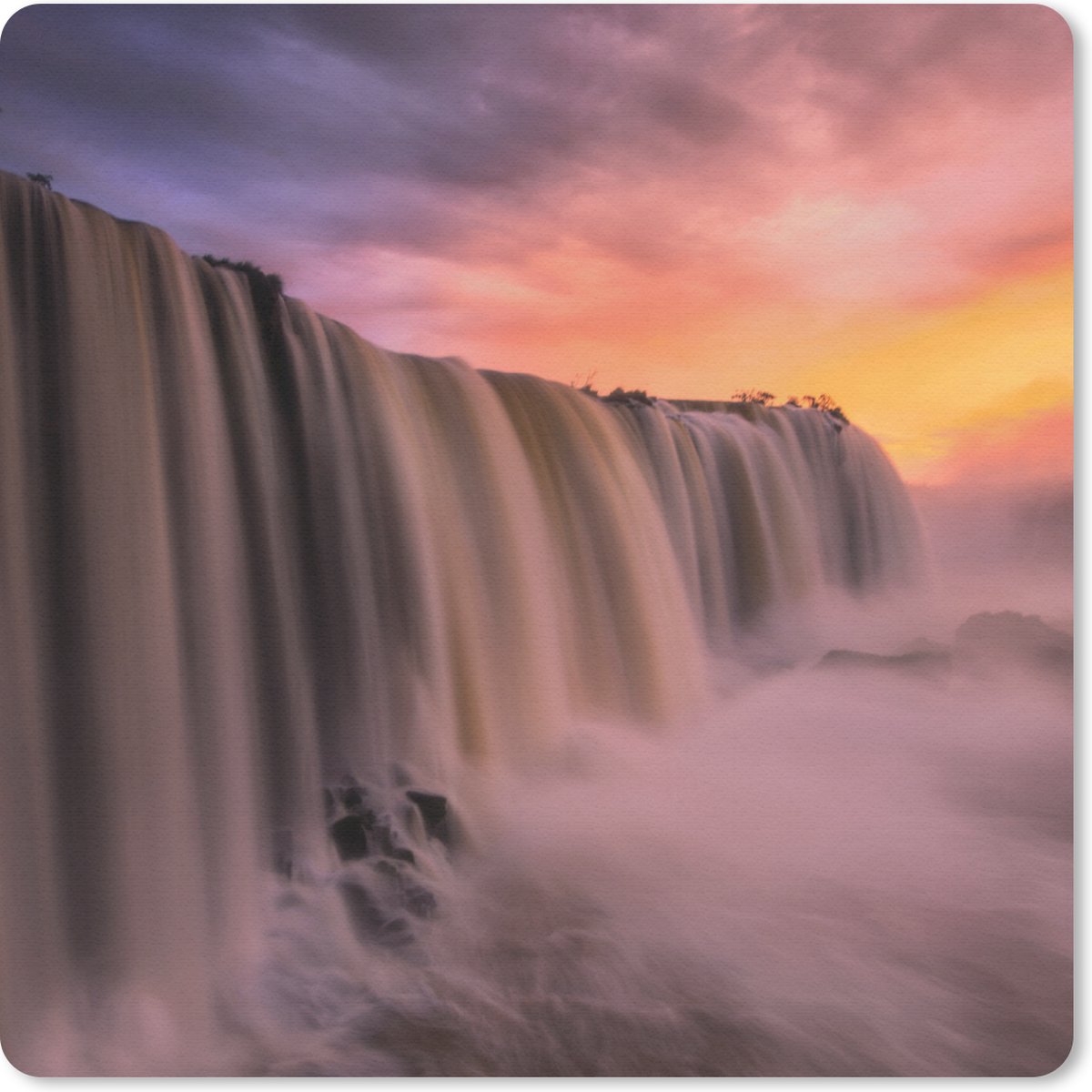 Muismat 30x30 cm - Mousepad Waterval - Zonsondergang - Natuur - Muismatten