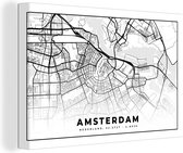 Canvas Schilderij Stadskaart - Amsterdam - Nederland - 120x80 cm - Wanddecoratie