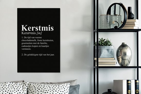 Peinture sur toile Noël - Pull de Noël - Zwart - Wit - 60x90 cm - Décoration murale de Noël pour l'intérieur - Décoration de Noël Salon - Décoration de Noël à la maison