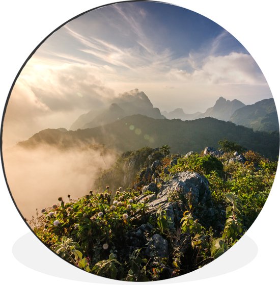 Cercle mural - Cercle mural - Berg dans la brume - Aluminium - ⌀ 90 cm - Intérieur et Extérieur