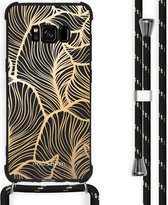 iMoshion Design hoesje met koord voor de Samsung Galaxy S8 - Bladeren - Goud / Zwart