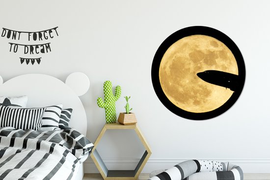 WallCircle - Peinture - Lune Avion Nasa - Multicolore - 90 X 90 Cm