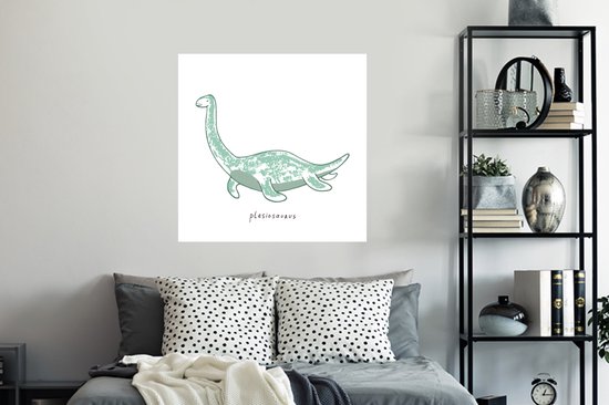 Muurstickers - Sticker Folie - Kinderkamer - Dinosaurus - Plesiosaurus - Jongetje - Meiden - Kids - 100x100 cm - Plakfolie - Muurstickers Kinderkamer - Zelfklevend Behang XXL - Zelfklevend behangpapier - Stickerfolie