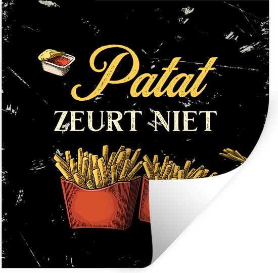 Stickers Stickers muraux - Frites - Vintage - Texte - 80x80 cm - Feuille adhésive - Cadeau pour femme - Cadeau pour homme