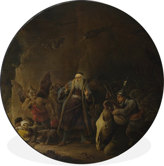 Cercle mural - Aluminium - L'homme riche conduit en enfer - David Teniers de Jonge - ⌀ 90 cm
