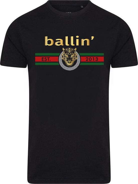 Ballin Est. 2013 - Heren Tee SS Tiger Lines Shirt - Zwart - Maat XL