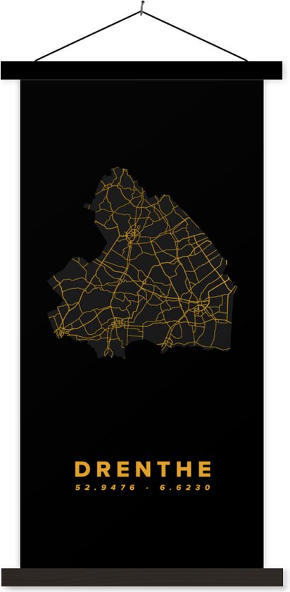 posterhanger-incl-poster-schoolplaat-drenthe-kaart-goud