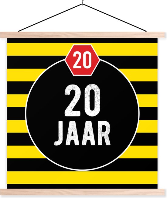 Porte-affiche avec affiche - Affiche scolaire - Anniversaire - 20 ans - Citation - Anniversaire - 120x120 cm - Lattes vierges