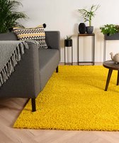 Hoogpolig vloerkleed shaggy Trend effen - geel 80x250 cm