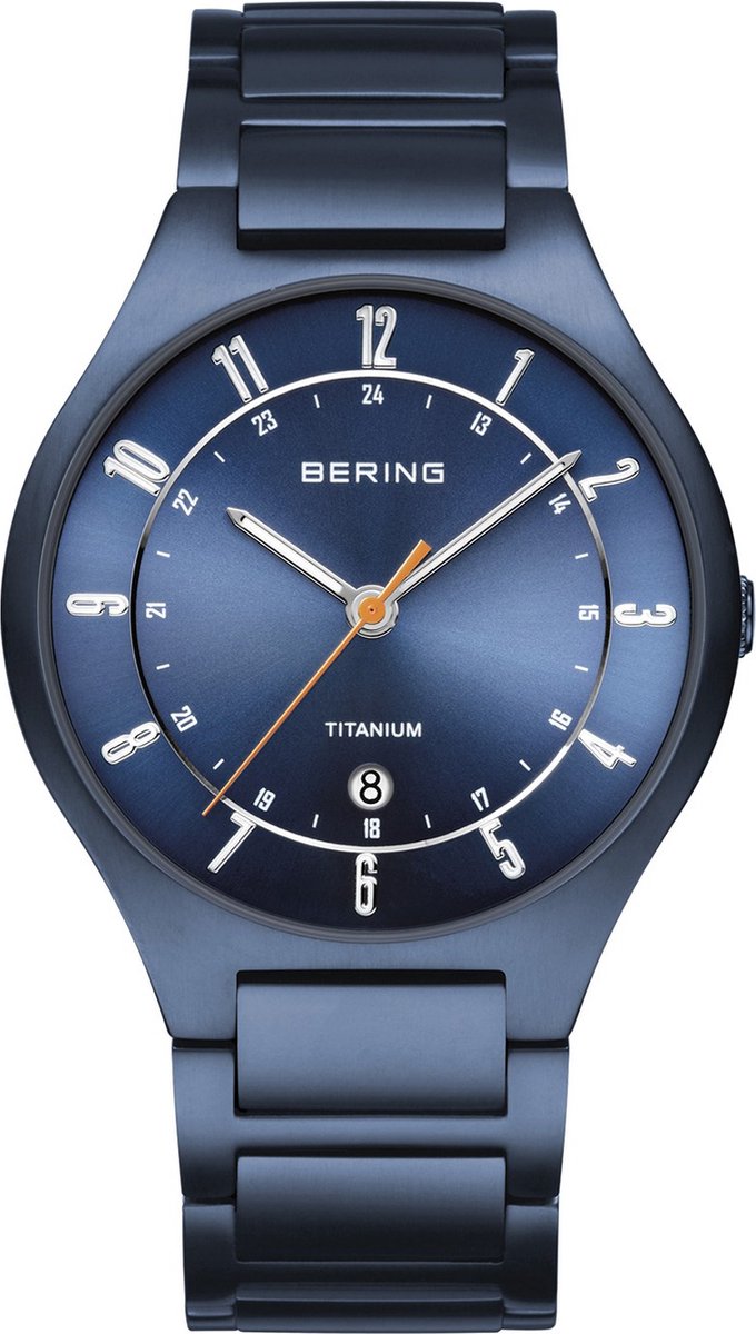 Bering herenhorloge Titanium 11739-797 - blauw