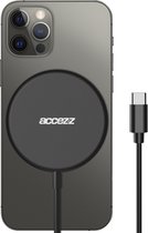Accezz Draadloze Oplader Apple iPhone - Snellader USB-C to MagSafe inclusief kabel - Fast Charger lader 15W - Zwart