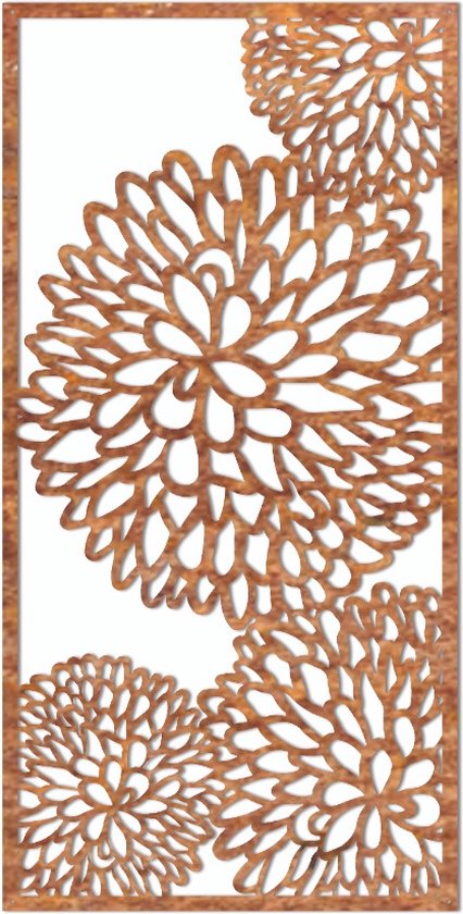 Cortenstaal wanddecoratie Flower 2.0 - Kleur: Roestkleur | x 502 cm