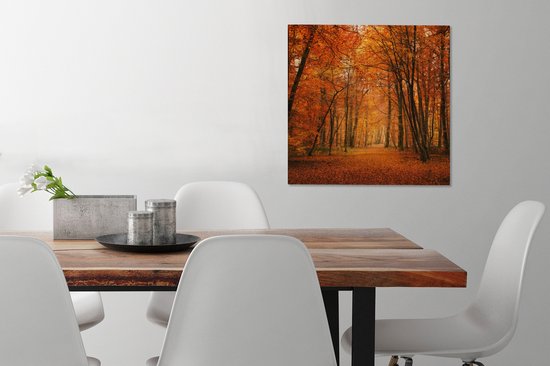 Tableau sur toile Une forêt aux couleurs automnales - 50x50 cm - Décoration murale