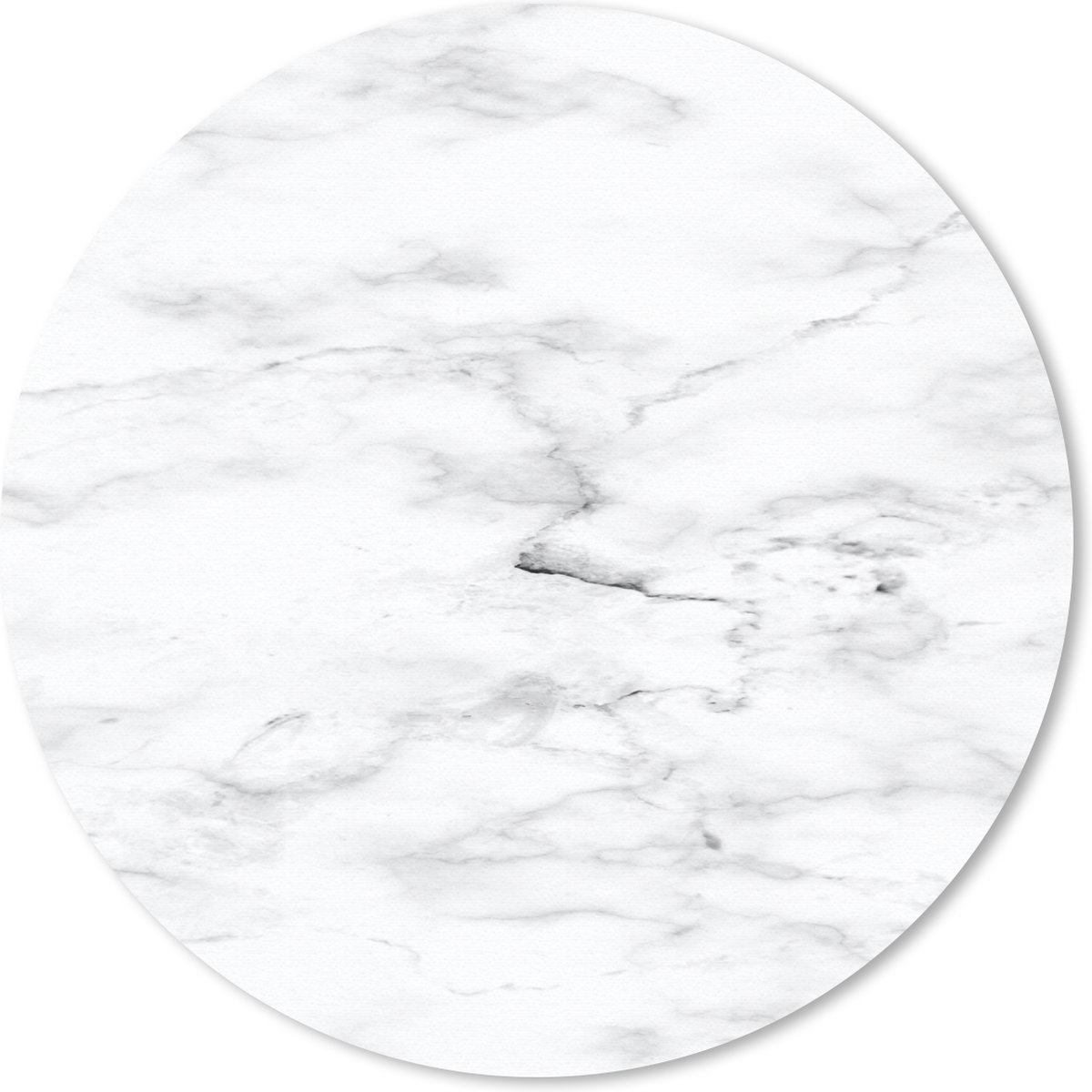 Muismat rond 30x30 cm - Mousepad Marmer - Wit - Grijs - Ronde muismatten