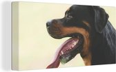 Canvas Schilderij Zijaanzicht van een Rottweiler met de tong uit de mond - 80x40 cm - Wanddecoratie