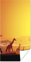 Affiche Une illustration du paysage africain avec des girafes - 80x160 cm