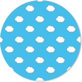 Muismat - Mousepad - Rond - Zomer - Wolken - Blauw - 30x30 cm - Ronde muismat