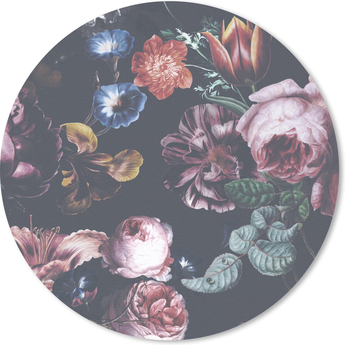 Muismat rond 20x20 cm - Mousepad Bloemen - Tuin - Blauw - Ronde muismatten