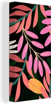 Canvas Schilderij Tropisch - Bloemen - Patronen - 20x40 cm - Wanddecoratie