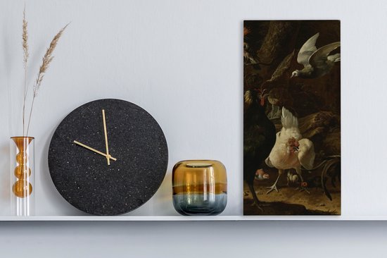 Toile Peinture Vogels dans un Parc - Peinture de Melchior d'Hondecoeter - 20x40 cm - Décoration murale