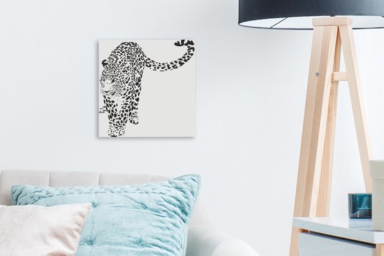 Une illustration d'une toile léopard rampante 20x20 cm - petit - Tirage photo sur toile (Décoration murale salon / chambre) / Animaux sauvages Peintures sur toile