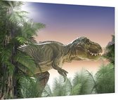 Dinosaurus T-Rex in tropisch woud - Foto op Dibond - 80 x 60 cm