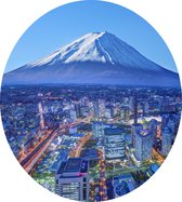 De skyline van Yokohama voor Mount Fuji in Groot Tokio - Foto op Dibond - ⌀ 60 cm