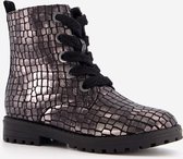 Blue Box meisjes croco veterboots - Grijs - Maat 30