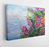 Canvas schilderij - Texture oil painting, flowers, art, painted color image, paint, wallpaper and backgrounds, canvas, artist, impressionism, painting floral pattern  -     3875066