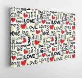 Canvas schilderij - Vector valentine pattern with love text on white background  -     1456444430 - 40*30 Horizontal