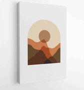Canvas schilderij - Mountain and Botanical wall art vector set. Earth tones landscapes backgrounds set with moon and sun. 4 -    – 1827852695 - 50*40 Vertical