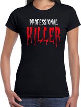 Professional killer halloween verkleed t-shirt zwart voor dames - horror shirt / kleding / kostuum S