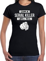 Serial killer halloween verkleed t-shirt zwart voor dames - horror shirt / kleding / kostuum M