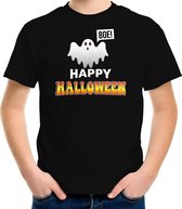 Halloween - Spook / happy halloween verkleed t-shirt zwart voor kinderen - horror shirt / kleding / kostuum XL (158-164)