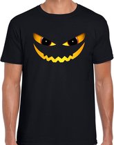 Halloween - Duivel gezicht halloween verkleed t-shirt zwart voor heren - horror shirt / kleding / kostuum S