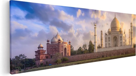 Artaza Canvas Schilderij Taj Mahal bij het Water in India - Foto Op Canvas - Canvas Print