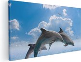 Artaza Peinture sur toile Dauphins sautant hors de la mer bleue - 80x40 - Photo sur toile - Impression sur toile