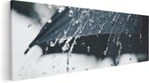 Artaza Canvas Schilderij Zwarte Paraplu met Regen Druppels - 120x40 - Groot - Foto Op Canvas - Canvas Print