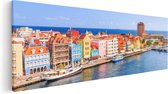 Artaza Canvas Schilderij Willemstad Centrum in Curaçao  - 90x30 - Foto Op Canvas - Canvas Print