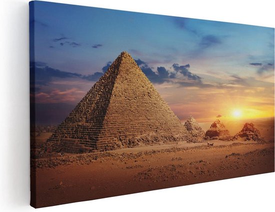 Artaza - Canvas Schilderij - Egyptische Piramides in de Woestijn - Foto Op Canvas - Canvas Print